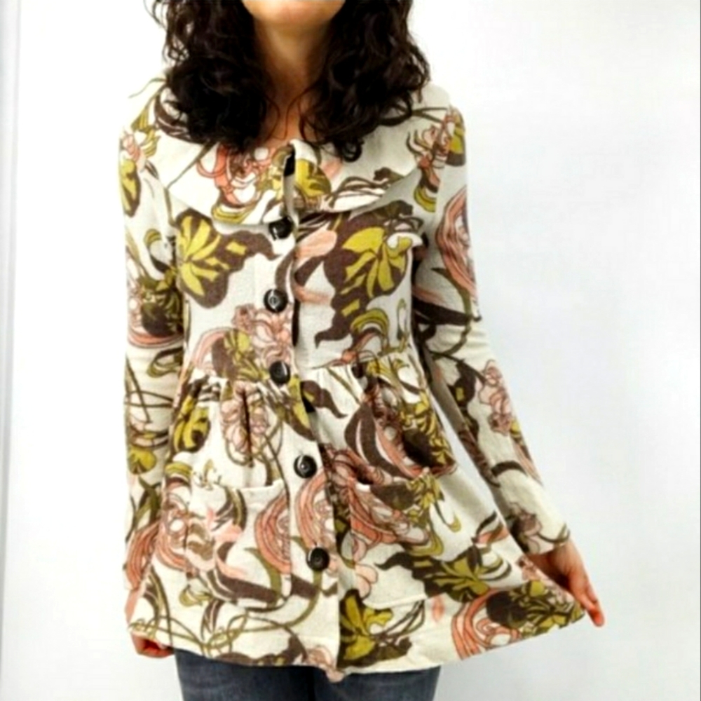 Guinevere Anthropologie floral merino wool jacket - Picture 1 of 8